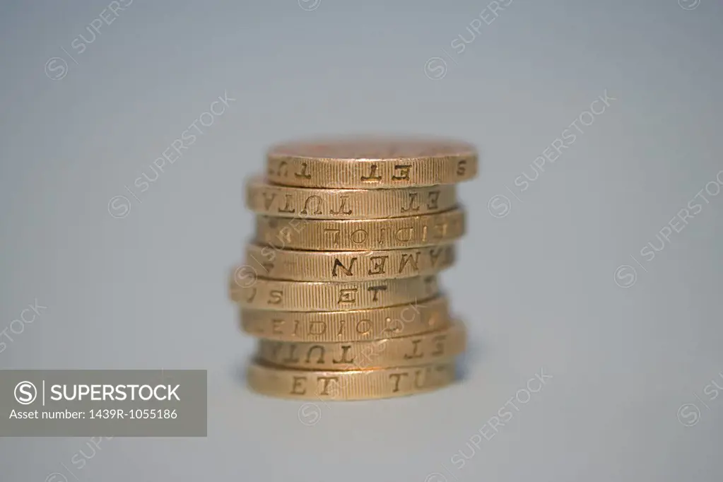 Stack of one pound coins