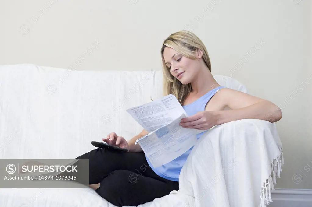 Woman doing home finances