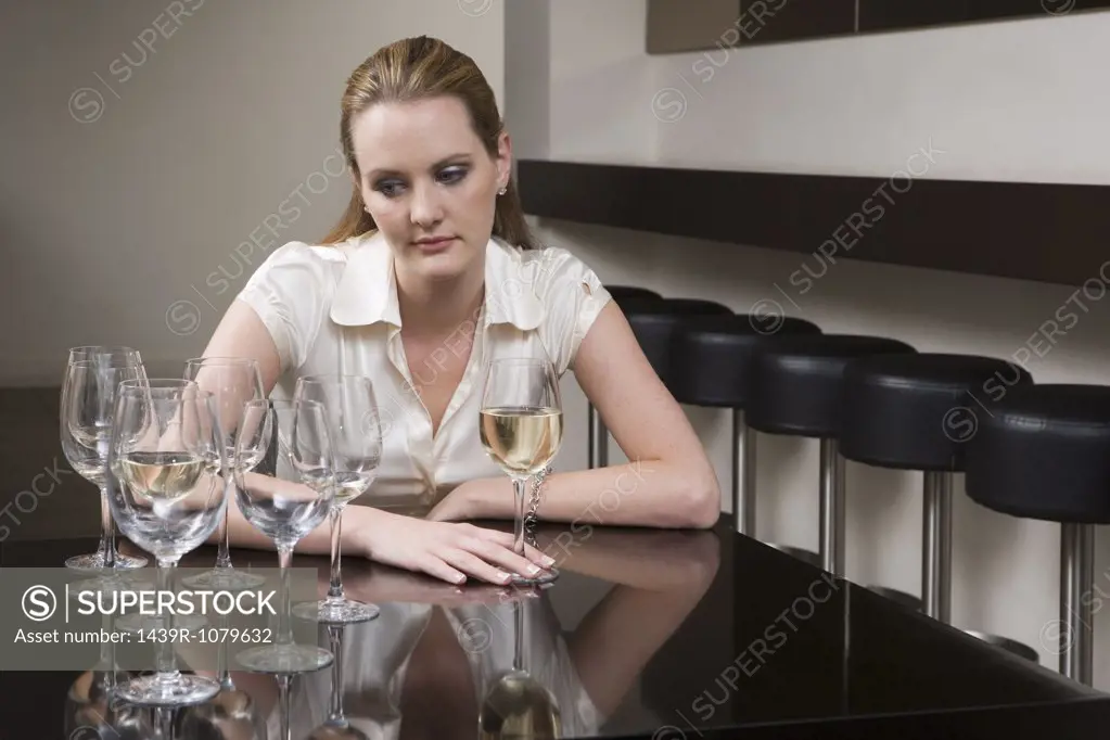 Drunken woman in a bar