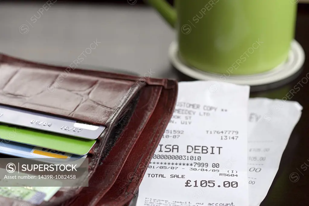 A purse and receipts