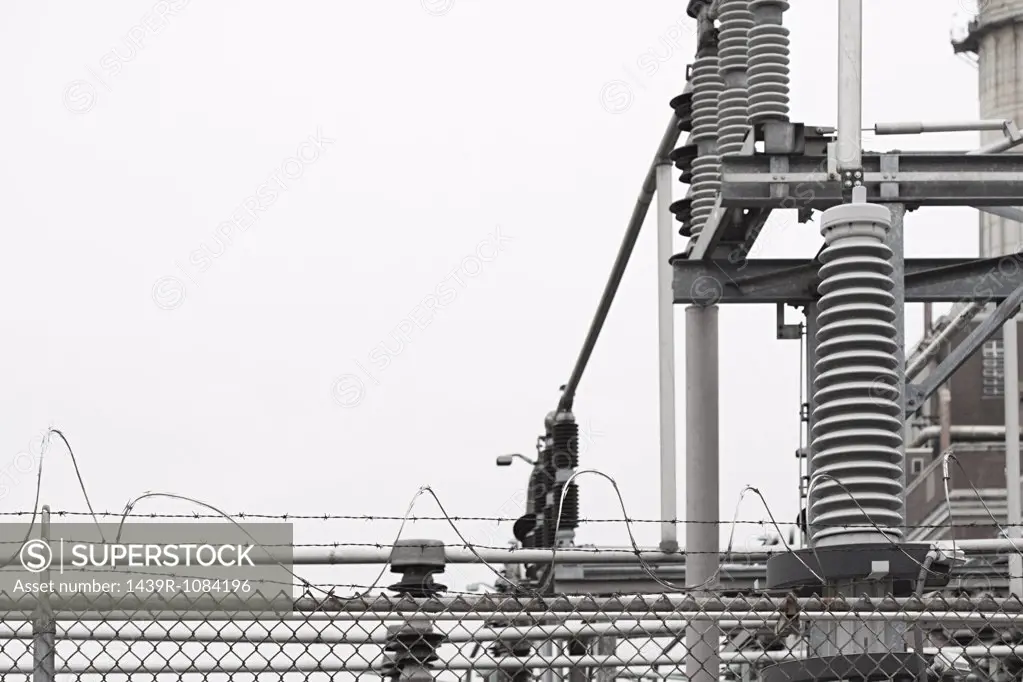 Barbed wire and transformer