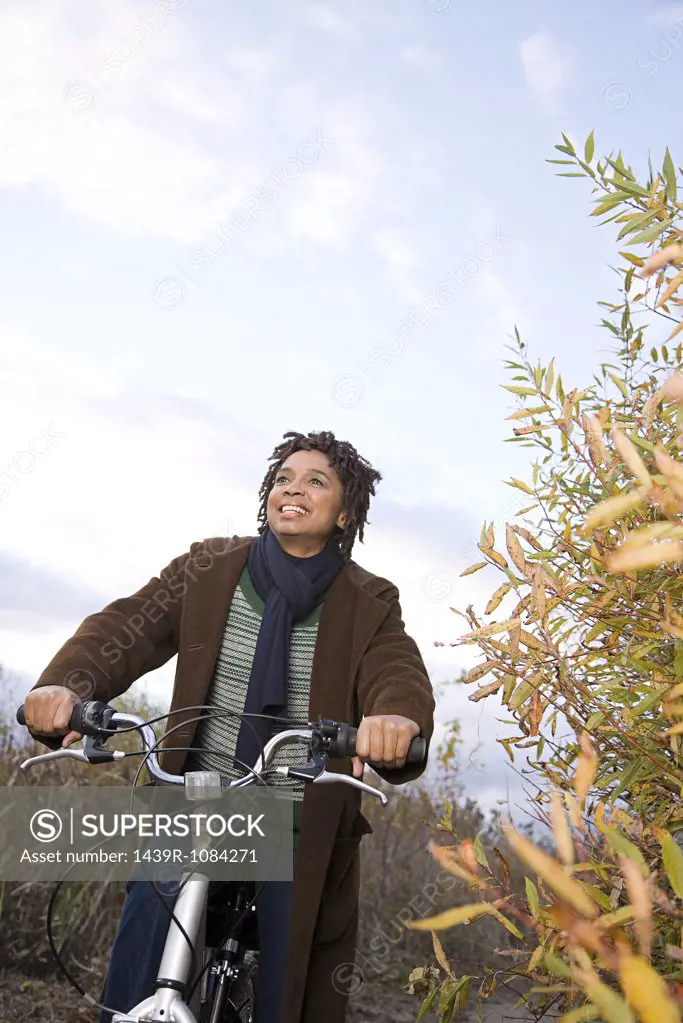 A woman cycling