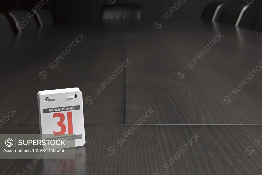 Calendar on a conference table