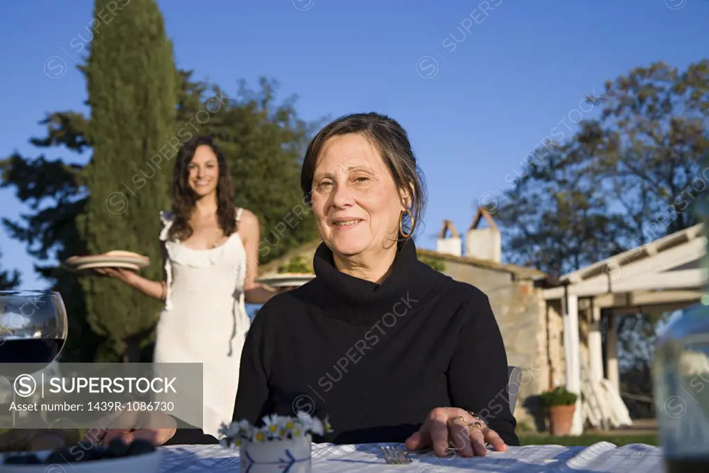 Italian mother and daughter at lunch