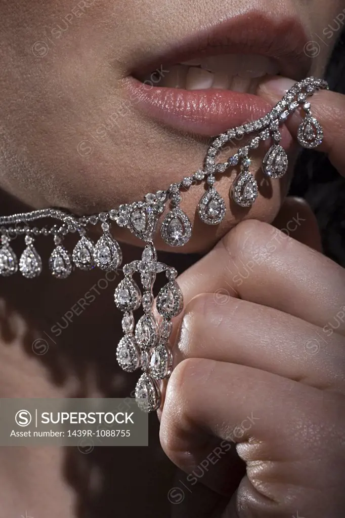 Woman with diamond necklace