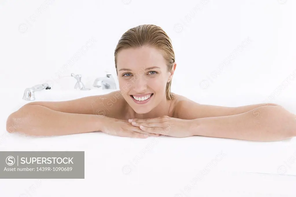A woman having a bath