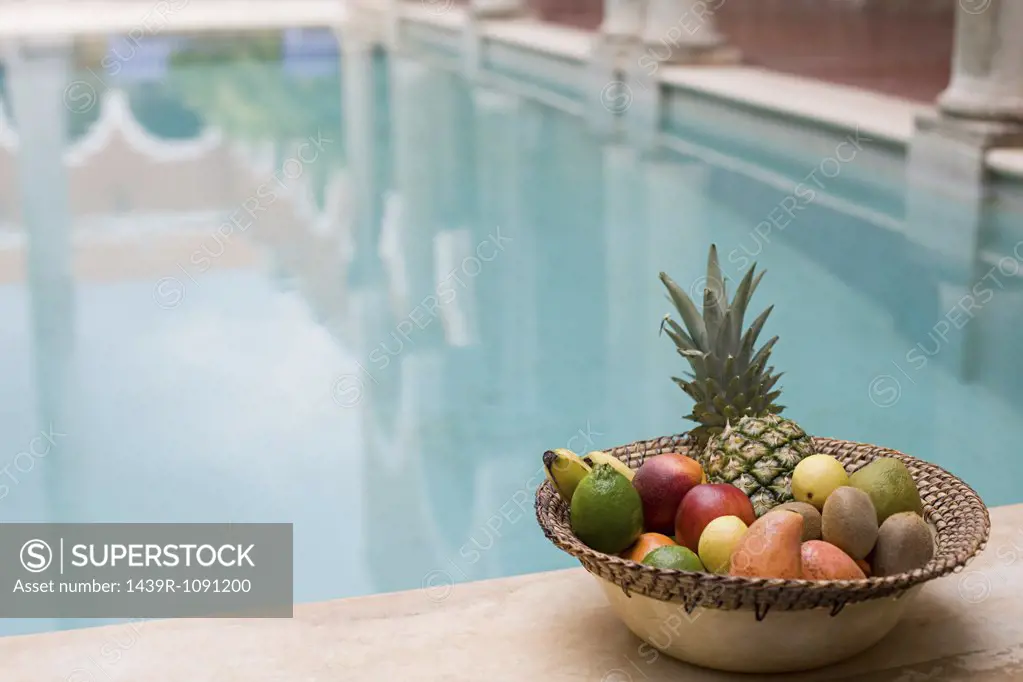 Fruit by swimming pool