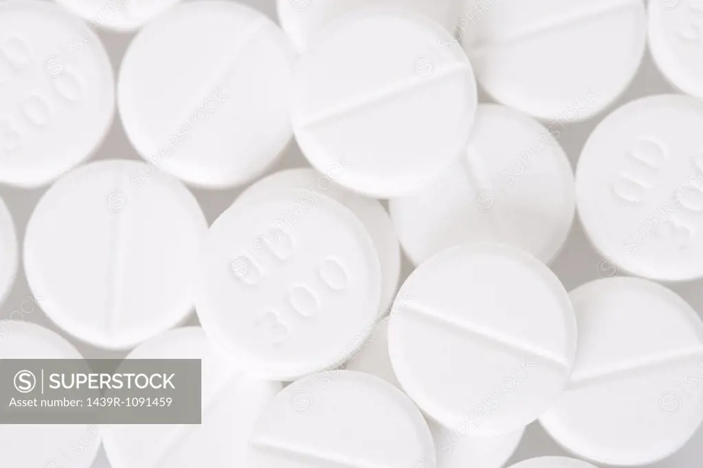 Close up of white pills