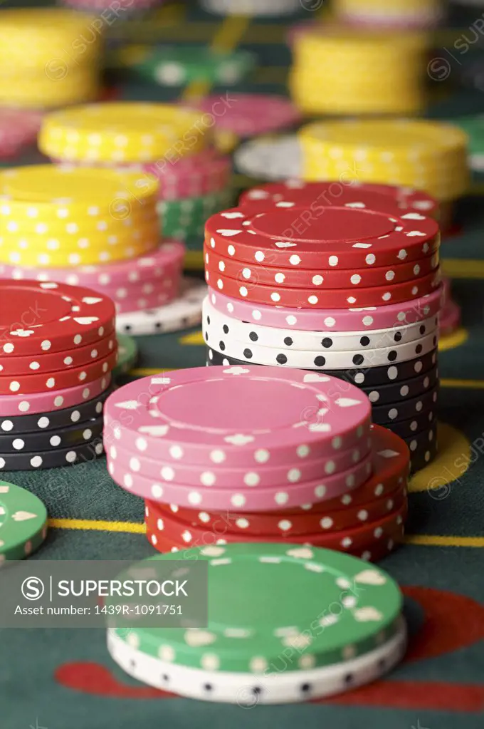 Stacked gambling chips