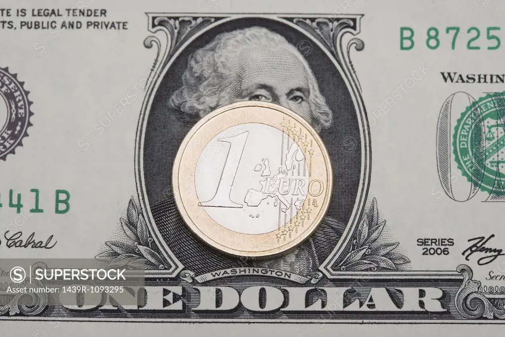 Euro on dollar bill