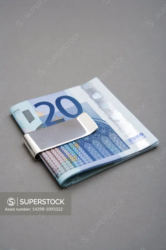 Twenty euro notes in money clip
