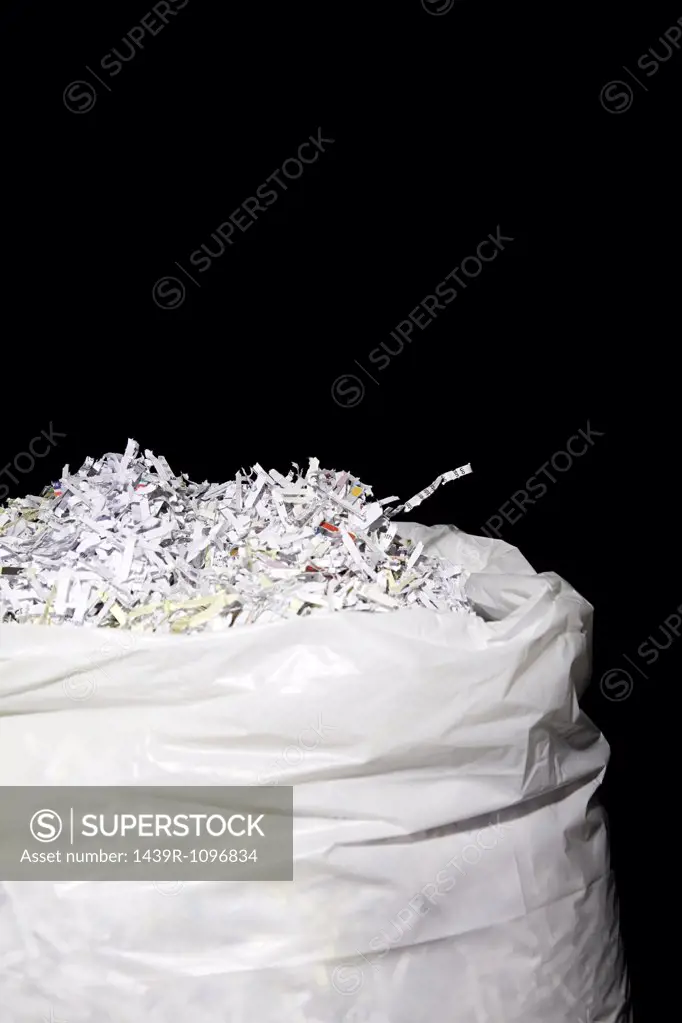 Bag full of shredded documents