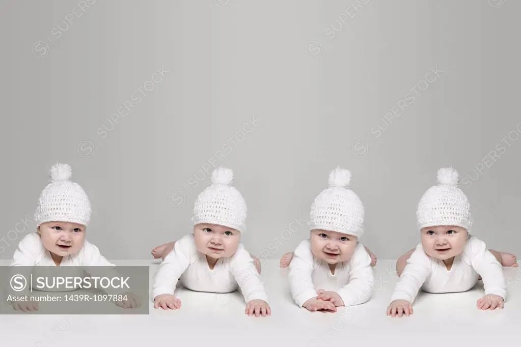 Babies in bobble hats