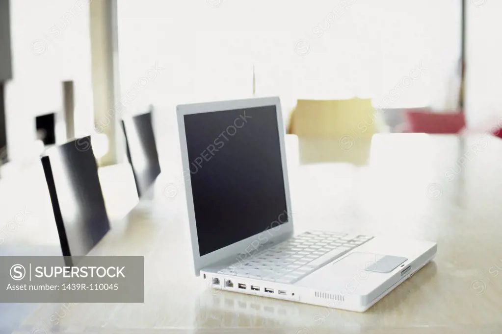 Laptop computer on table