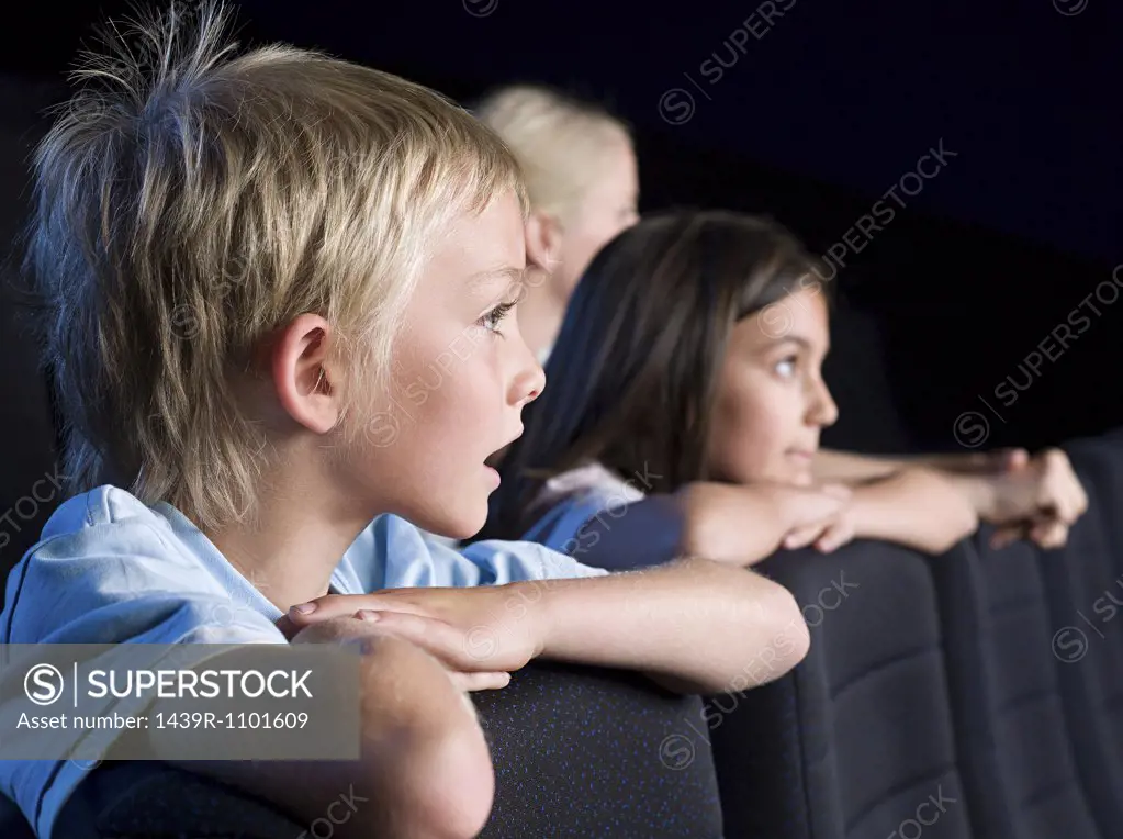 Children watching a movie