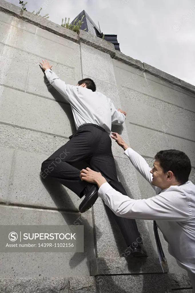 Businessman trying to escape