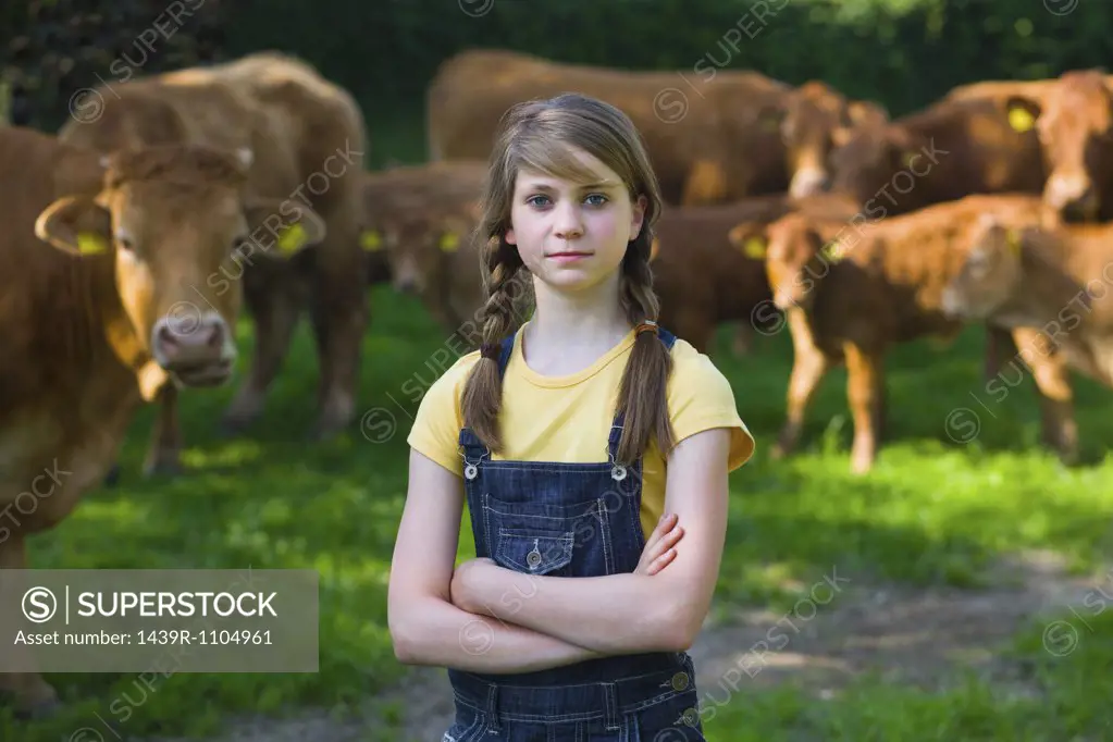 Portrait of a girl on a farm