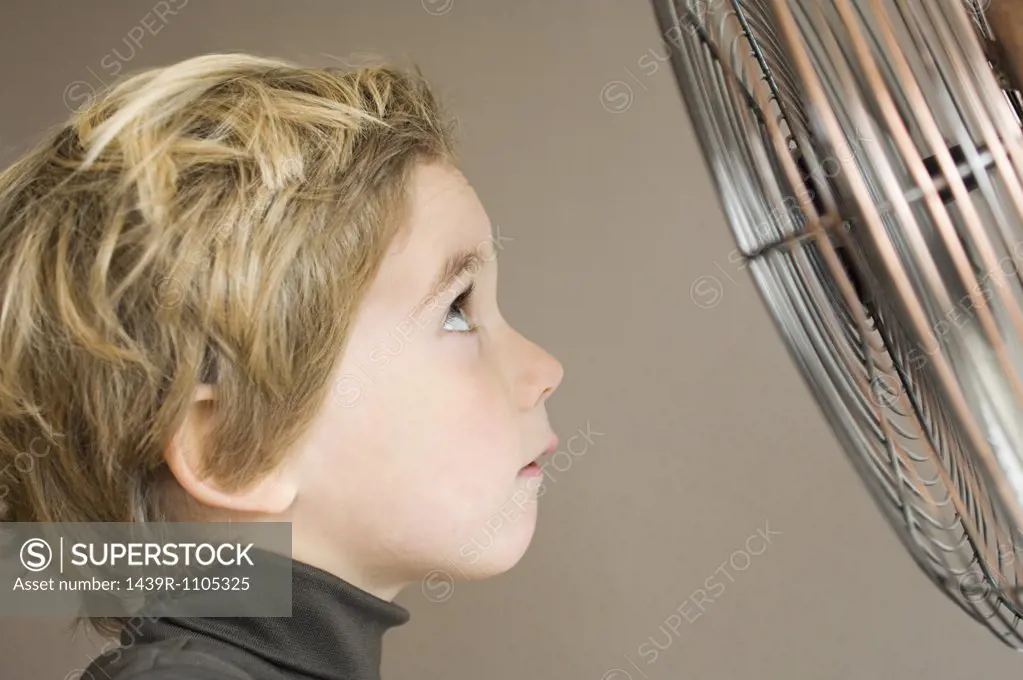 Boy looking at fan