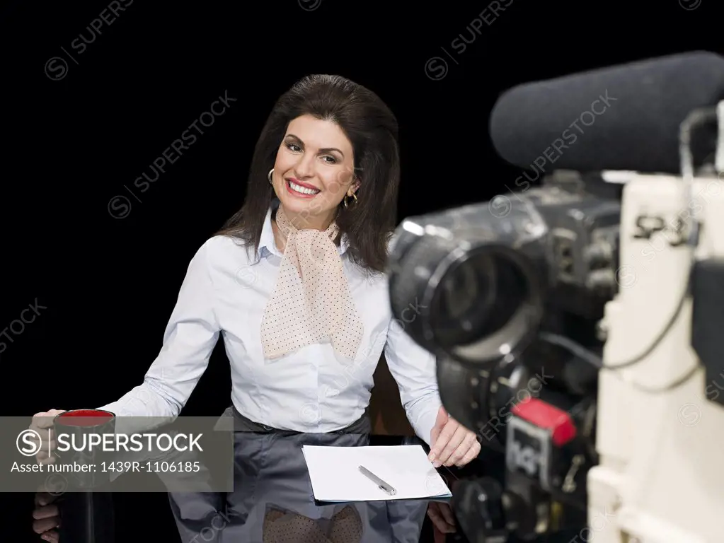 News presenter and camera