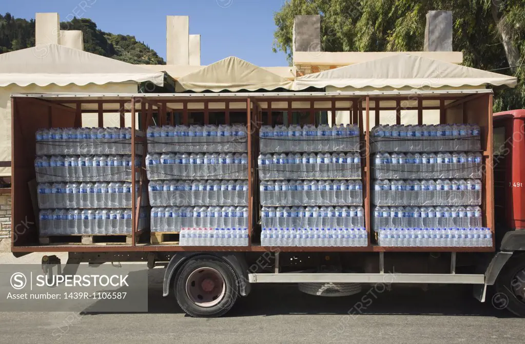 Bottles of water on a truck