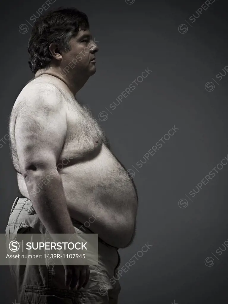 Profile of overweight man