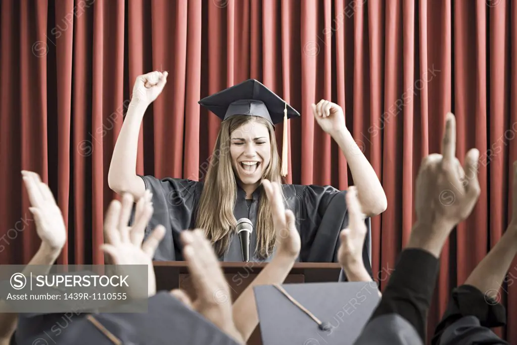 Graduate giving speech
