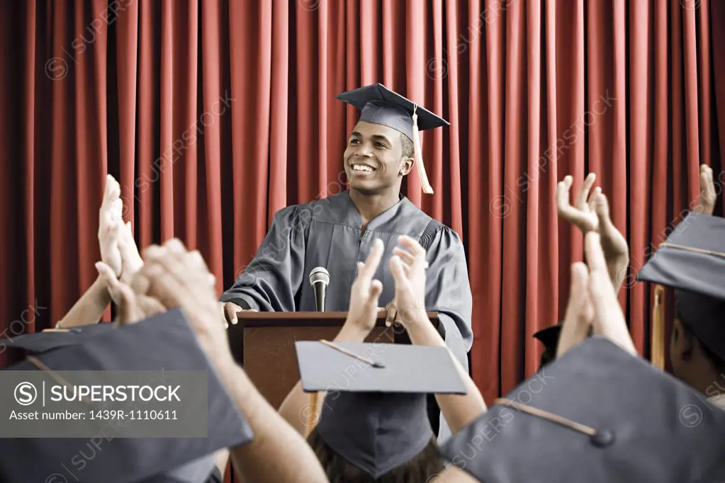 Graduate giving speech