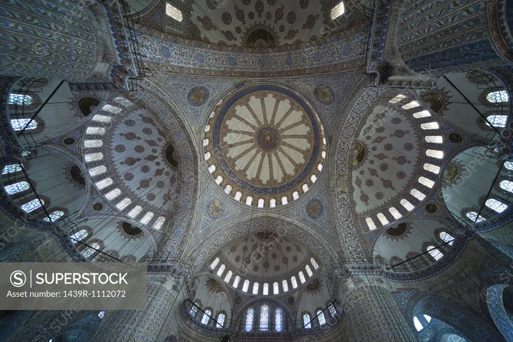 Intricate ceiling in sultan ahmed mosque