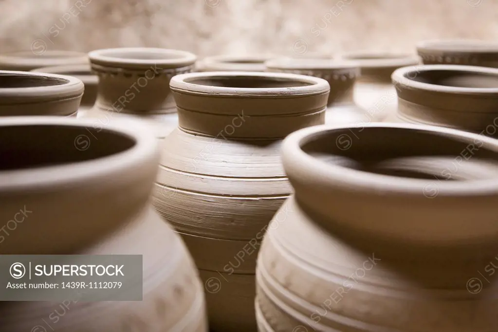 Pottery vases in market