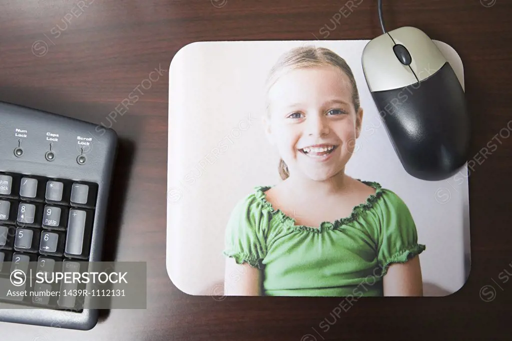 Personalised mousepad with photo of little girl on it