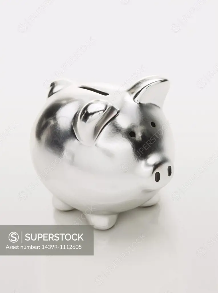 Silver piggy bank