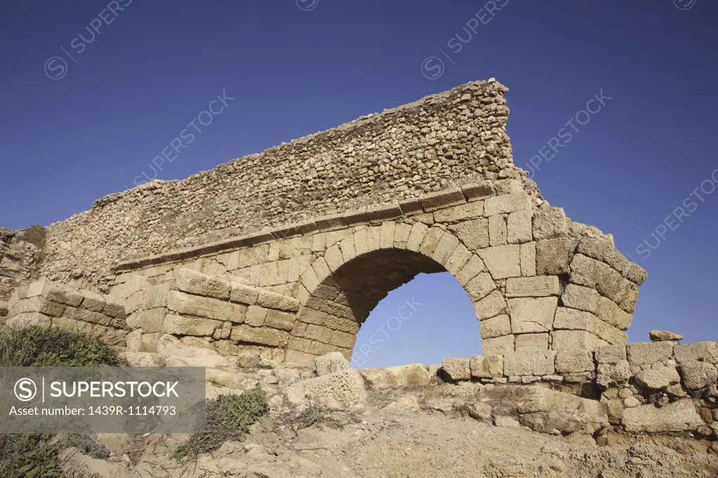 Roman aqueduct at caesarea israel