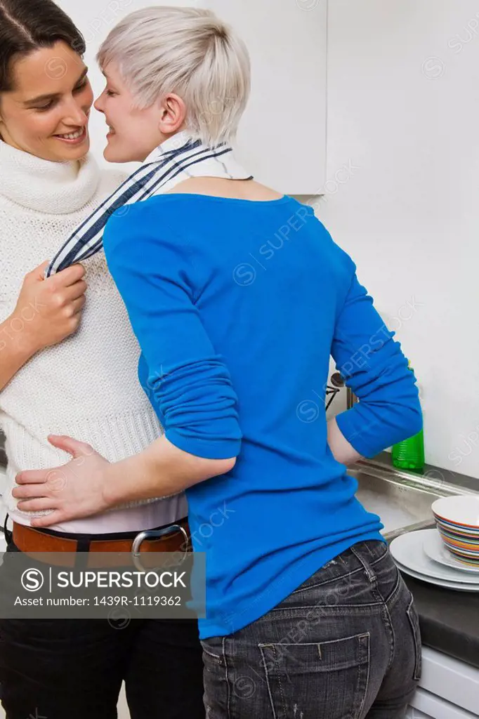 A lesbian couple fooling around