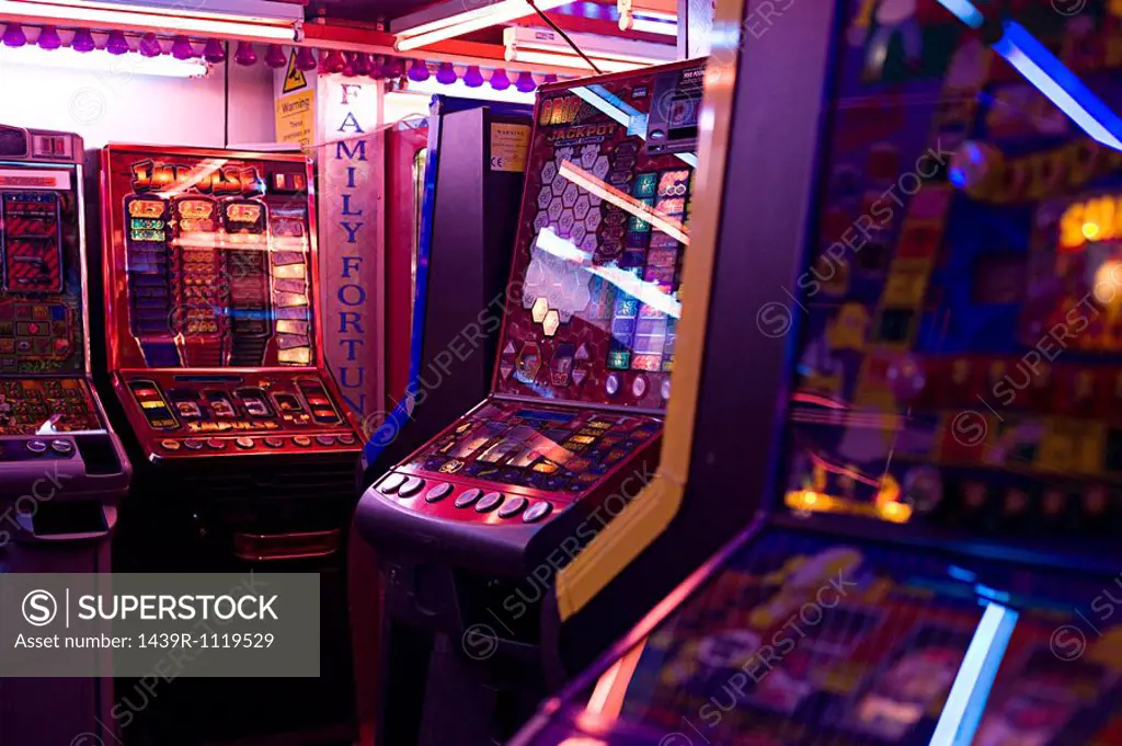 Slot machines in amusement arcade