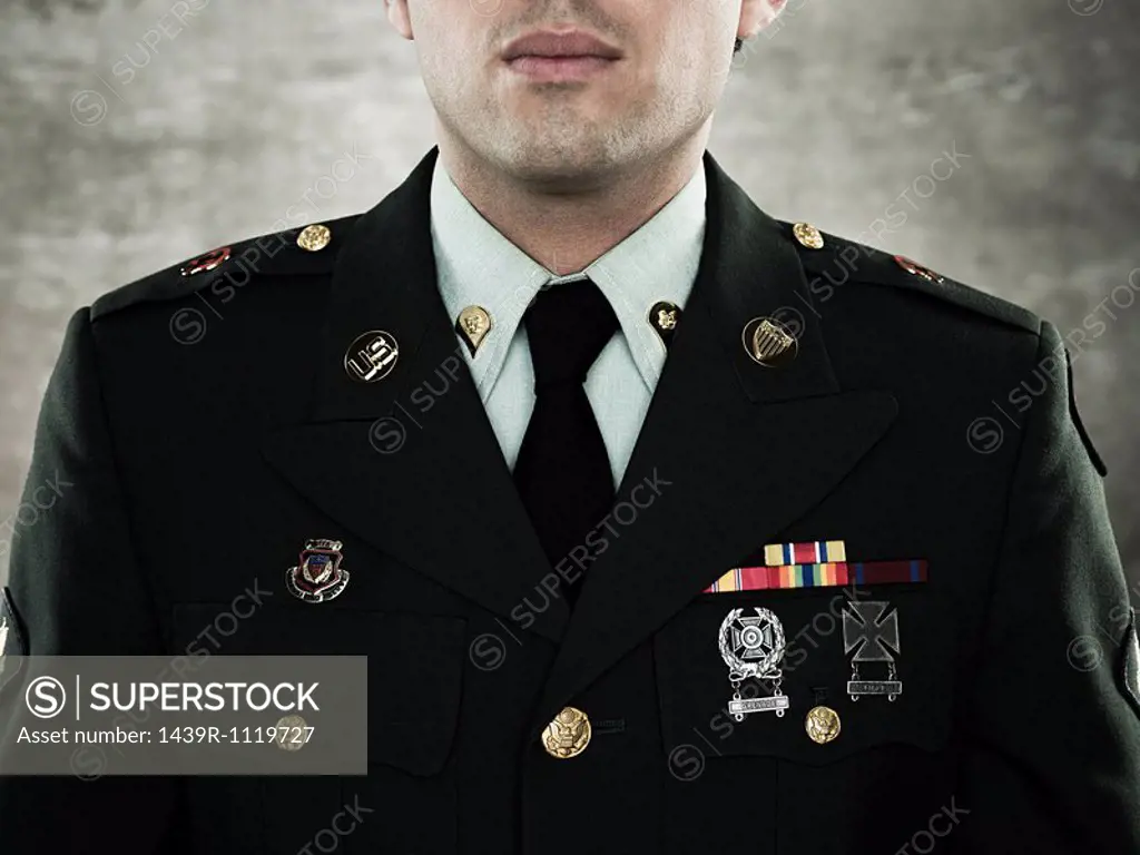 Close up of a soldier in uniform