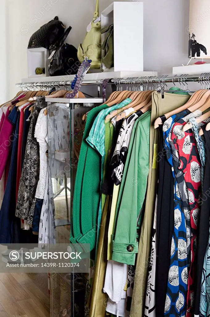 Clothing rail in store