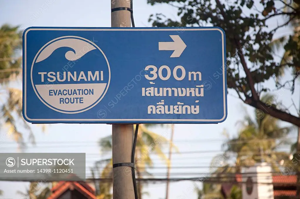 Tsunami evacuation sign in phuket