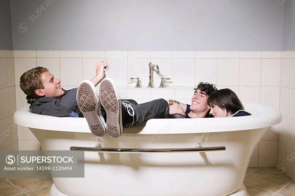 Friends in a bathtub