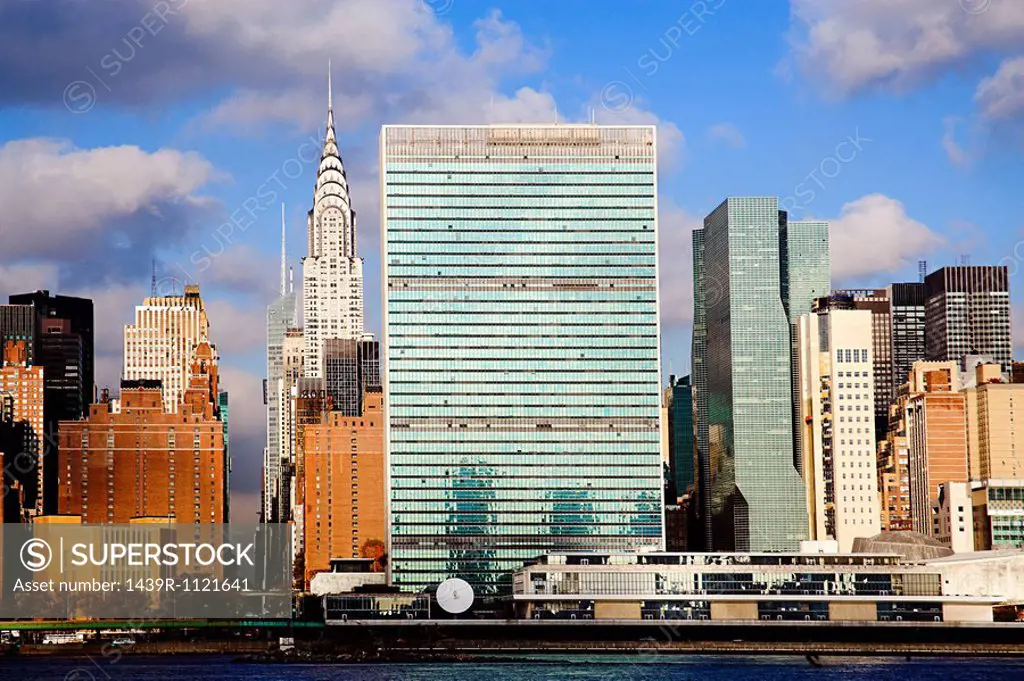 United nations building and skyscrapers new york
