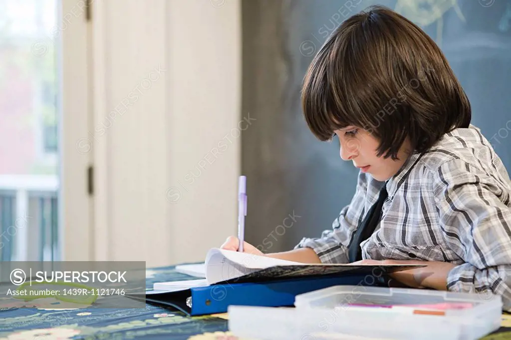 Boy doing homework