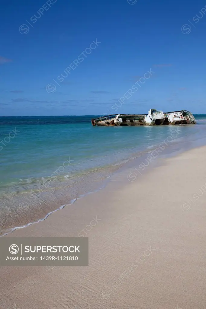 Shipwreck on remote island.