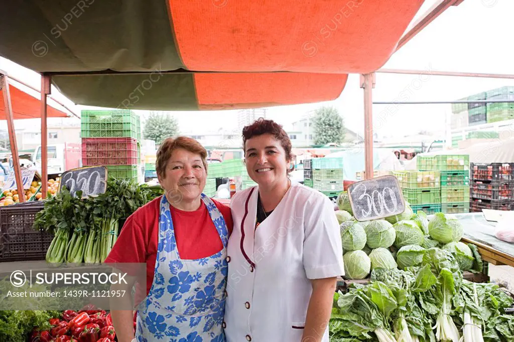 Two female traders on vegetable stall