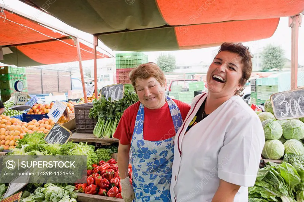 Two female traders on vegetable stall