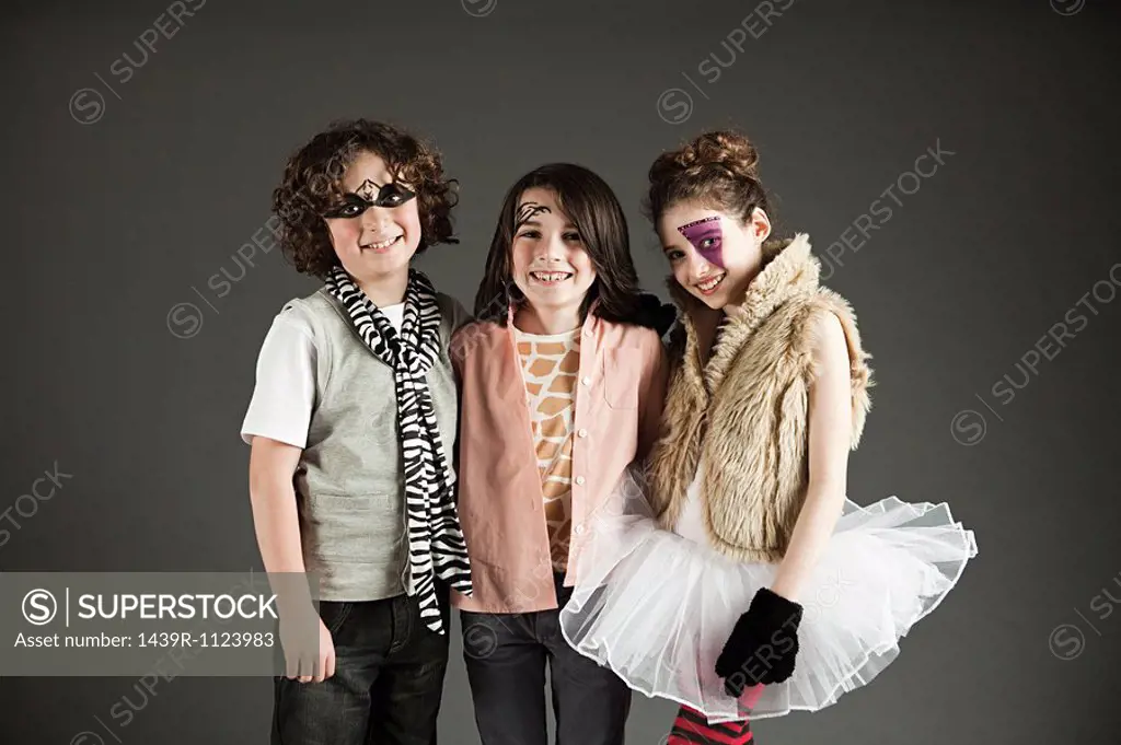 Three young friends dressed up