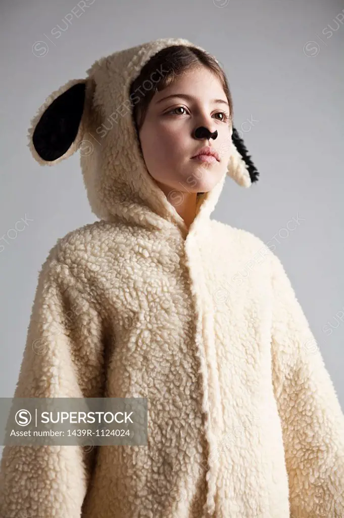 Young girl dressed up as sheep