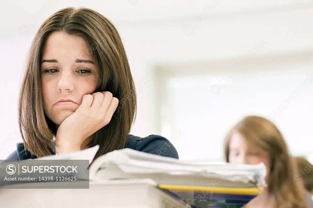 Anxious female high school student