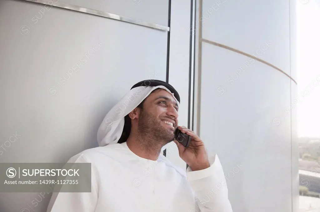 Middle eastern man on cellphone