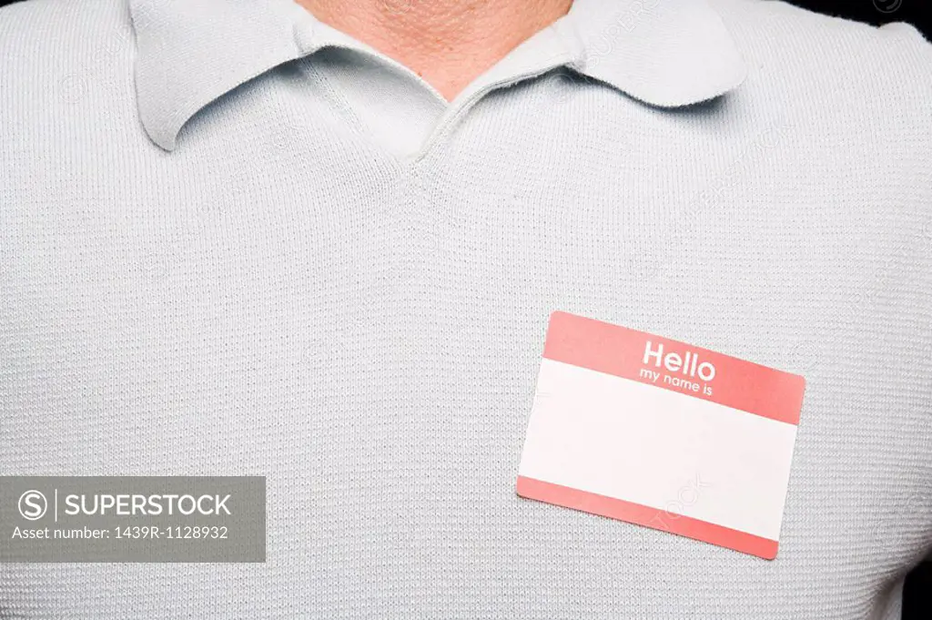 Man with blank name tag