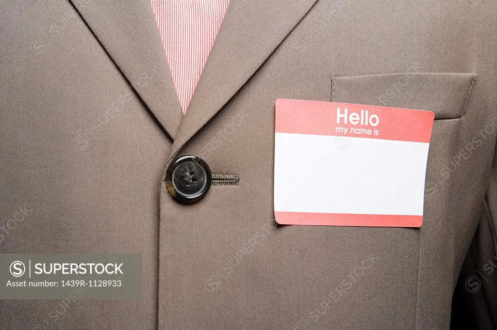 Businessman with blank name tag