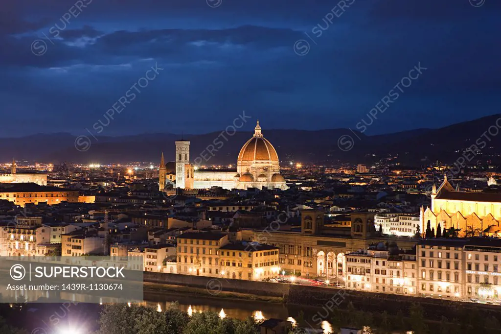 Night cityscape with Santa Maria del Fiore, Florence, Italy